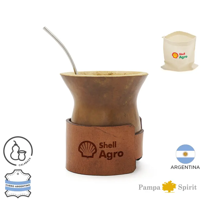 Mate Alazan ( calabaza + cinturon de cuero)