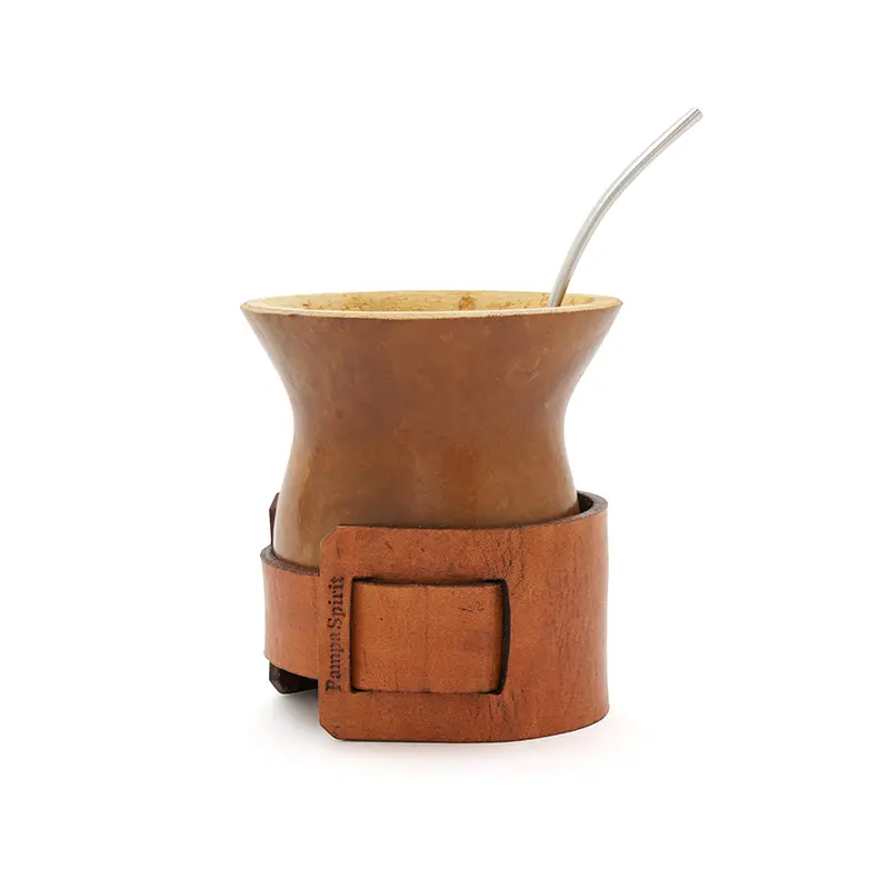 Mate Alazan ( calabaza + cinturon de cuero) — Natural · Calabaza