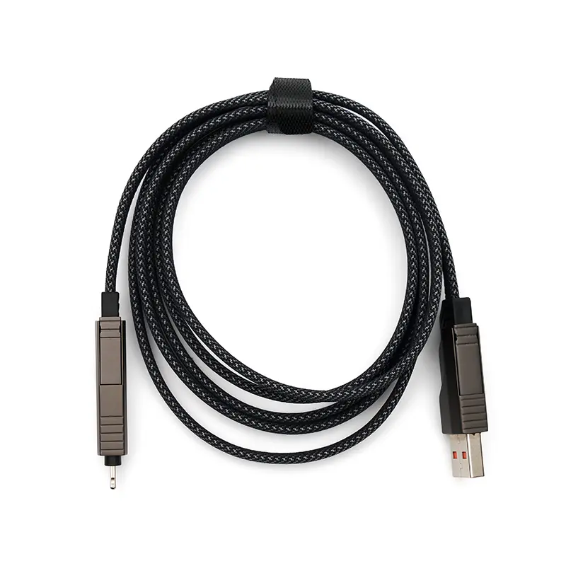 Cable 4 en 1 Universal — Negro · Gris Plata · Poliestileno