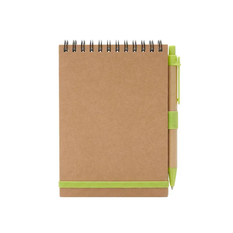 Cuaderno ECO1 Espiralado A6 C/boligrafo — Marron Claro · Verde · Papel